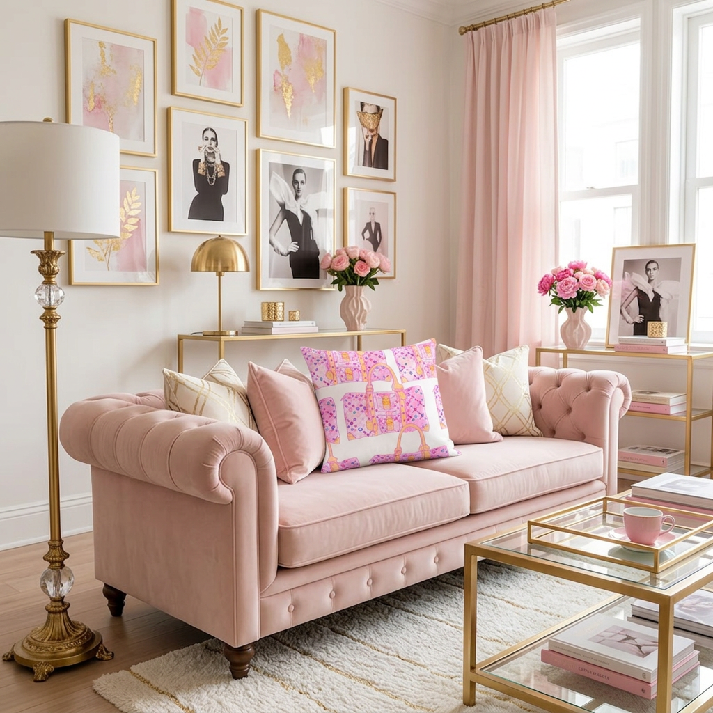 Luxury Pink Monogram Bags - Premium Pillow