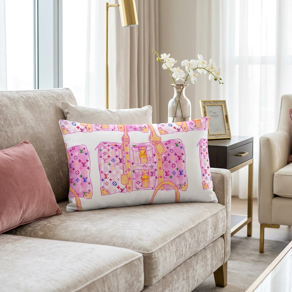 Luxury Pink Monogram Bags - Premium Pillow