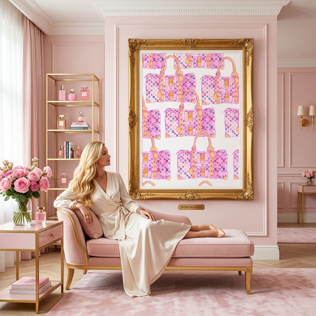 Luxury Pink Monogram Bags - Fine Art Print