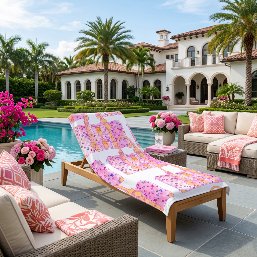Luxury Pink Monogram Bags - Beach Towel