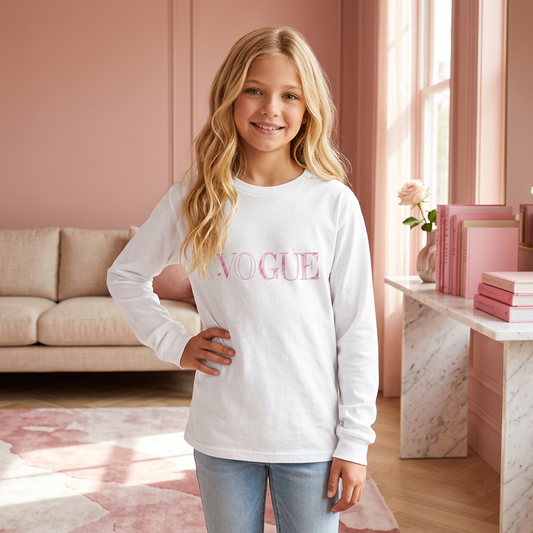 Fashion Magazine Logo Kids Long Sleeve Crewneck T-Shirt