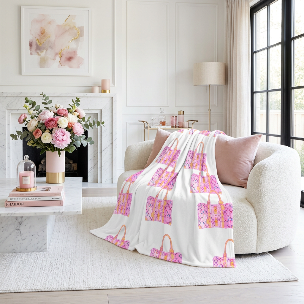 Eleanor Stewart Luxury Pink Bags Throw Blanket