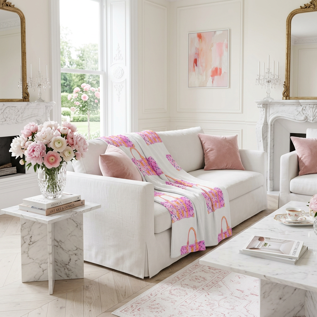 Eleanor Stewart Luxury Pink Bags Throw Blanket