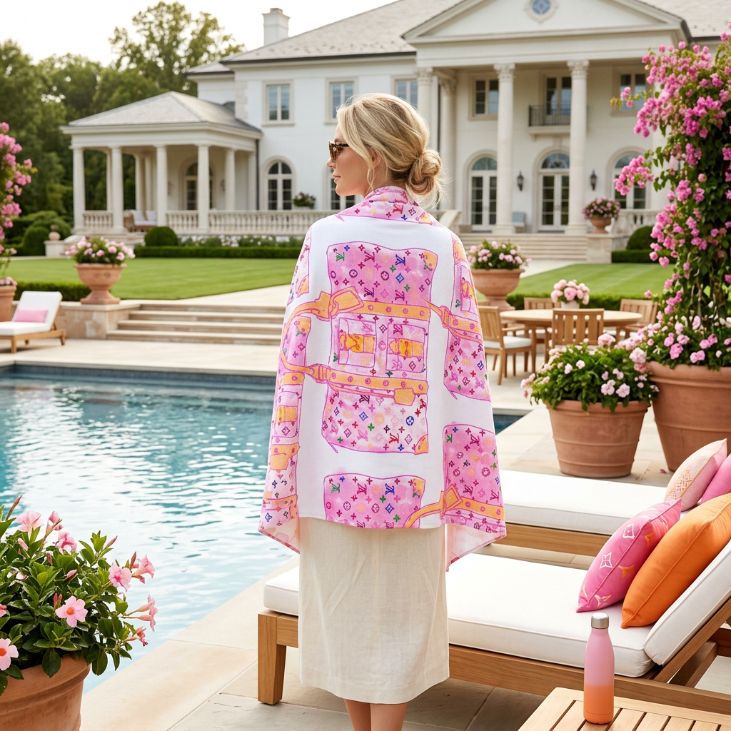 Luxury Pink Monogram Bags - Beach Towel