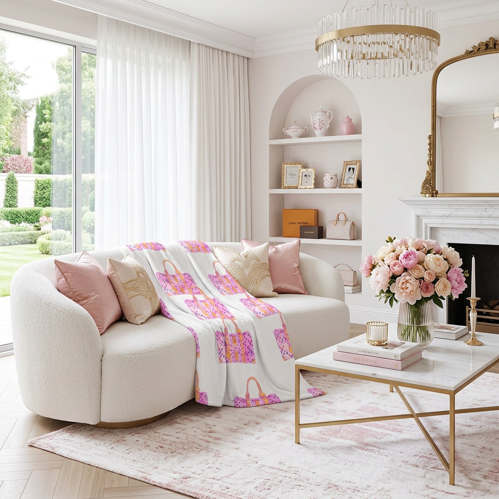 Eleanor Stewart Luxury Pink Bags Throw Blanket