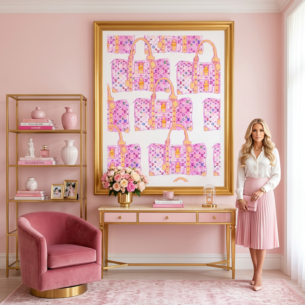 Luxury Pink Monogram Bags - Fine Art Print