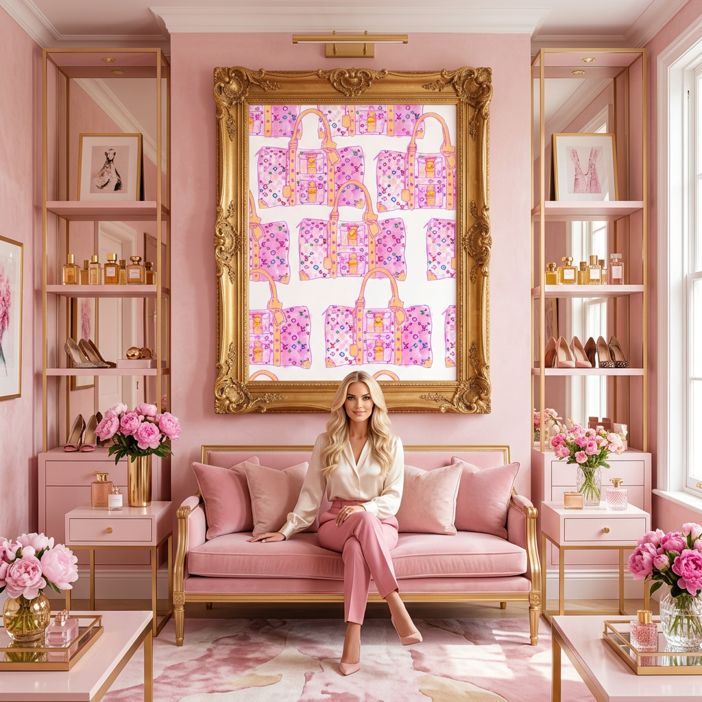 Luxury Pink Monogram Bags - Fine Art Print