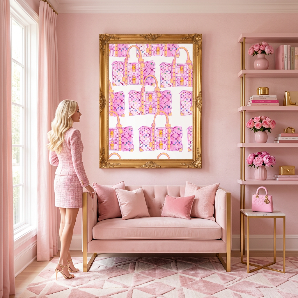 Luxury Pink Monogram Bags - Fine Art Print