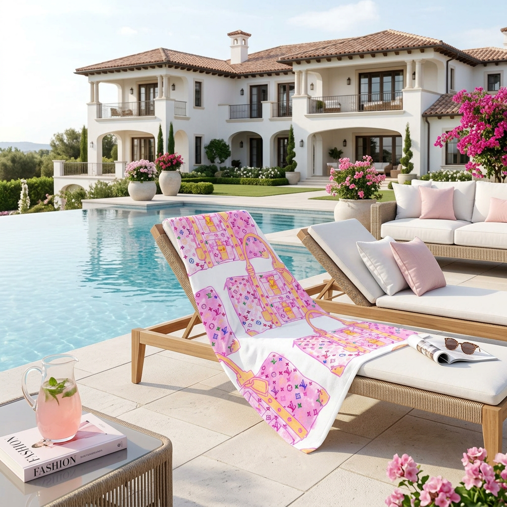 Luxury Pink Monogram Bags - Beach Towel