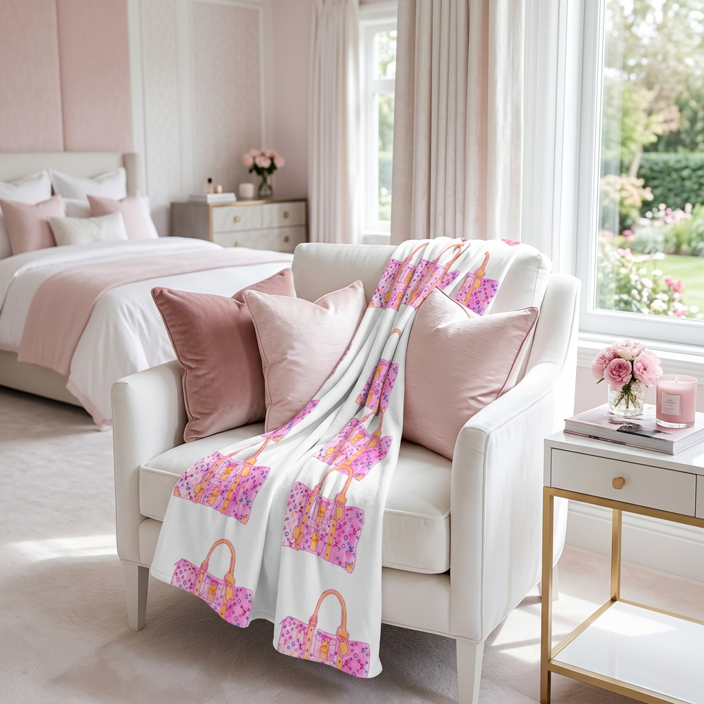 Eleanor Stewart Luxury Pink Bags Throw Blanket