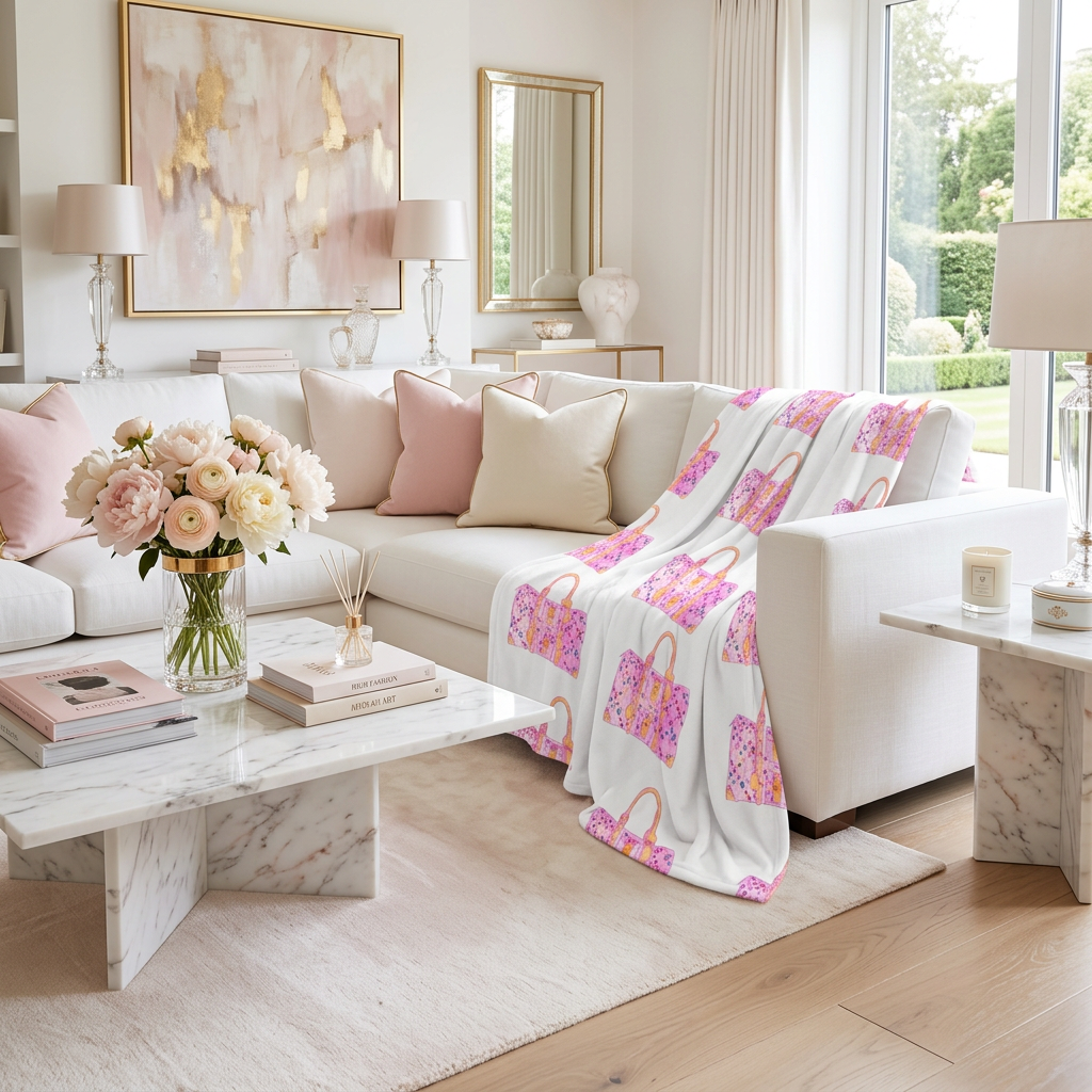 Eleanor Stewart Luxury Pink Bags Throw Blanket