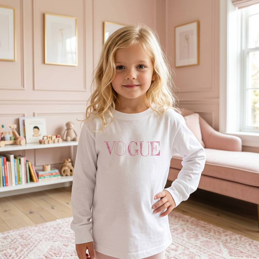 Fashion Magazine Logo Kids Long Sleeve Crewneck T-Shirt