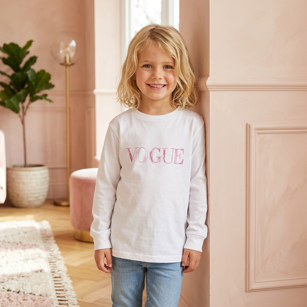 Fashion Magazine Logo Kids Long Sleeve Crewneck T-Shirt