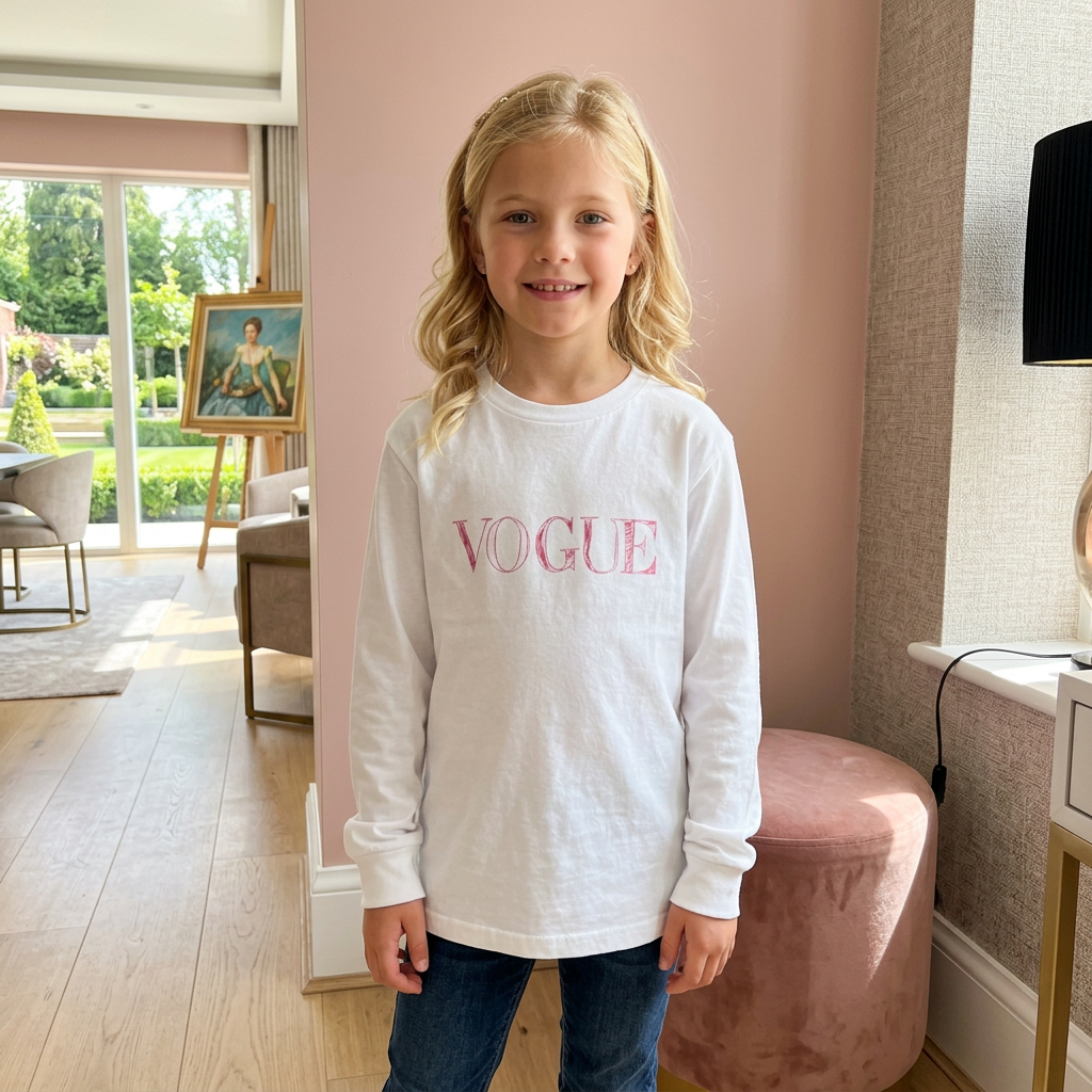 Fashion Magazine Logo Kids Long Sleeve Crewneck T-Shirt