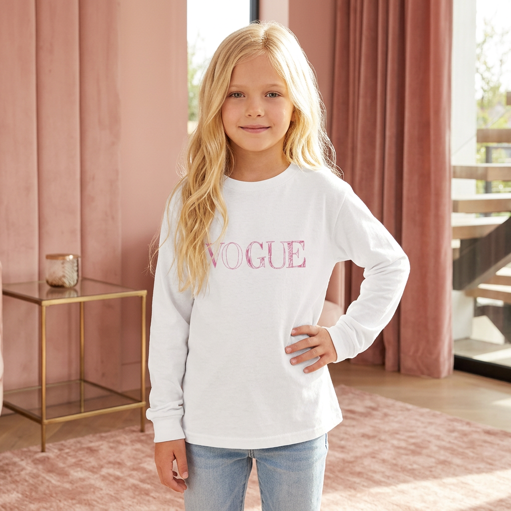 Fashion Magazine Logo Kids Long Sleeve Crewneck T-Shirt
