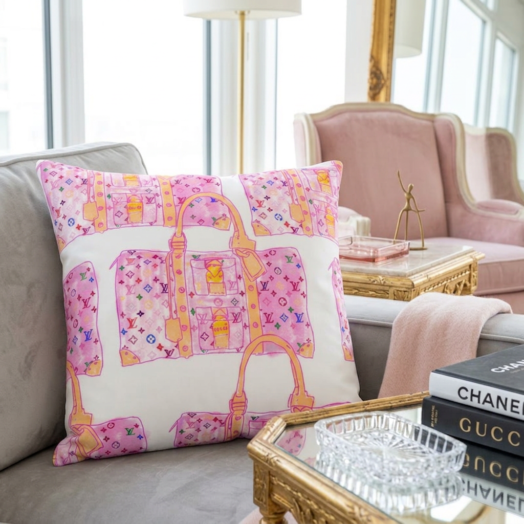 Luxury Pink Monogram Bags - Premium Pillow