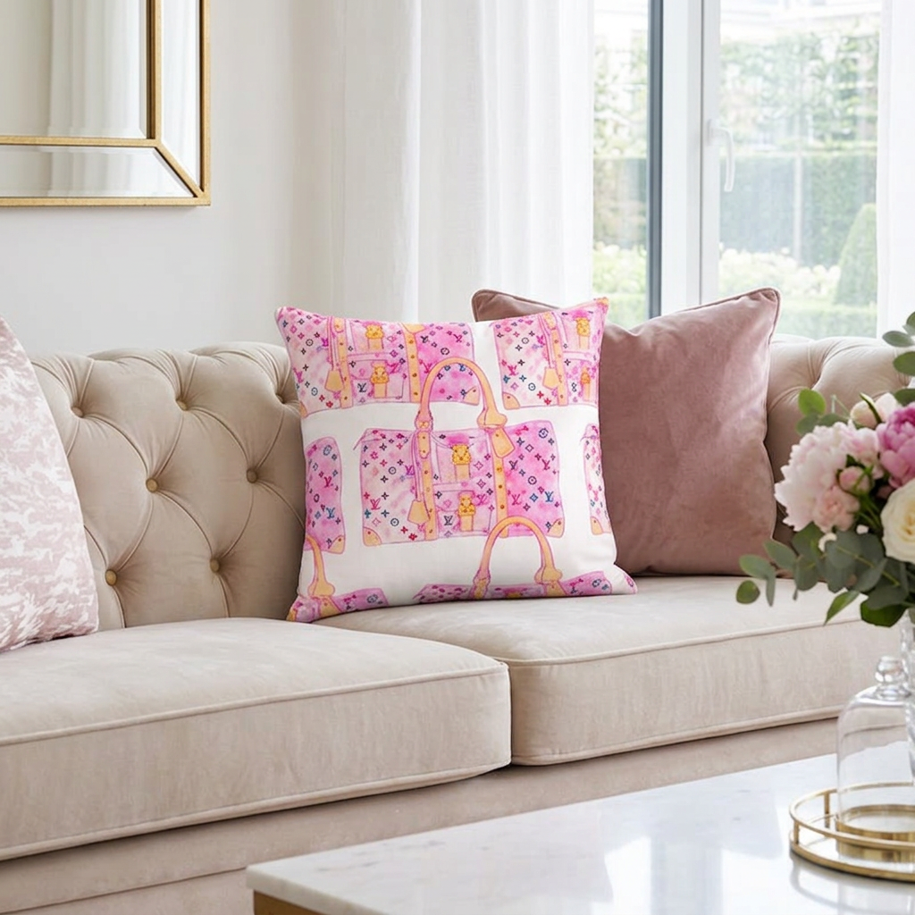 Luxury Pink Monogram Bags - Premium Pillow