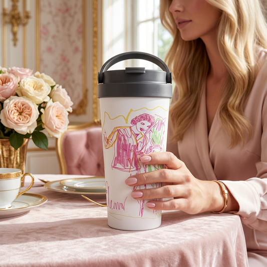 Fashion 2 White 15oz Stainless Steel Travel Mug