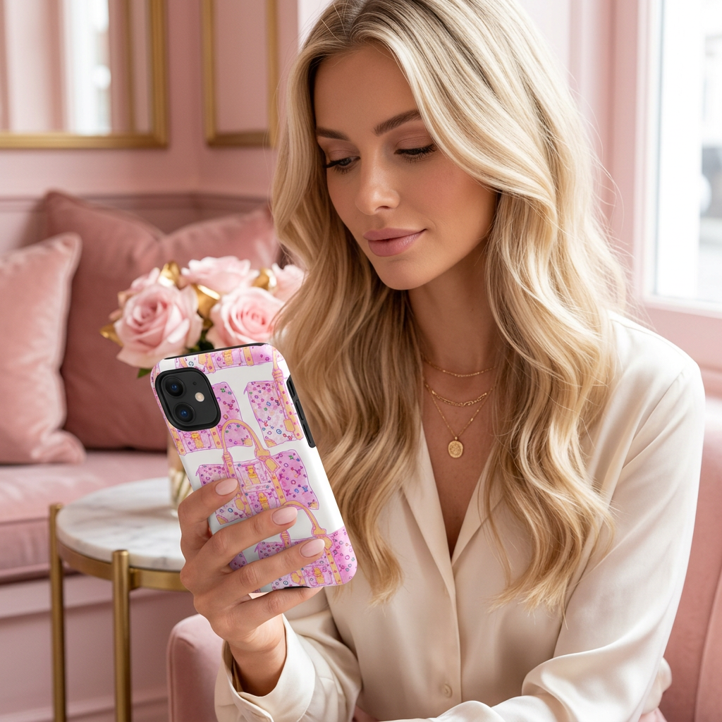 Luxury Pink Monogram Bags - Slim Snap Case for iPhone®