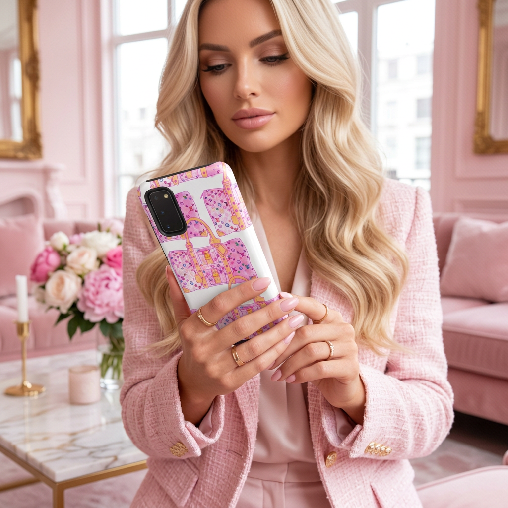 Luxury Pink Monogram Bags - Tough Case for Samsung®