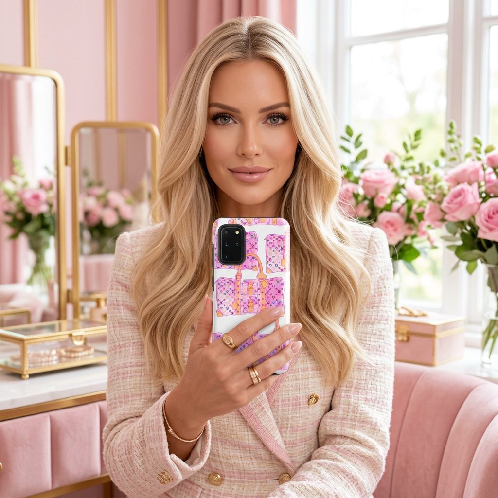 Luxury Pink Monogram Bags - Tough Case for Samsung®