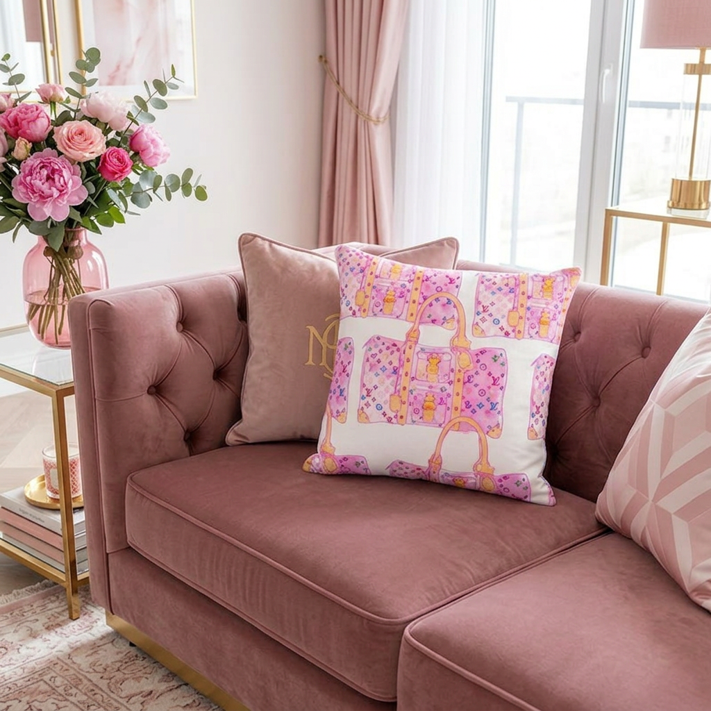 Luxury Pink Monogram Bags - Premium Pillow