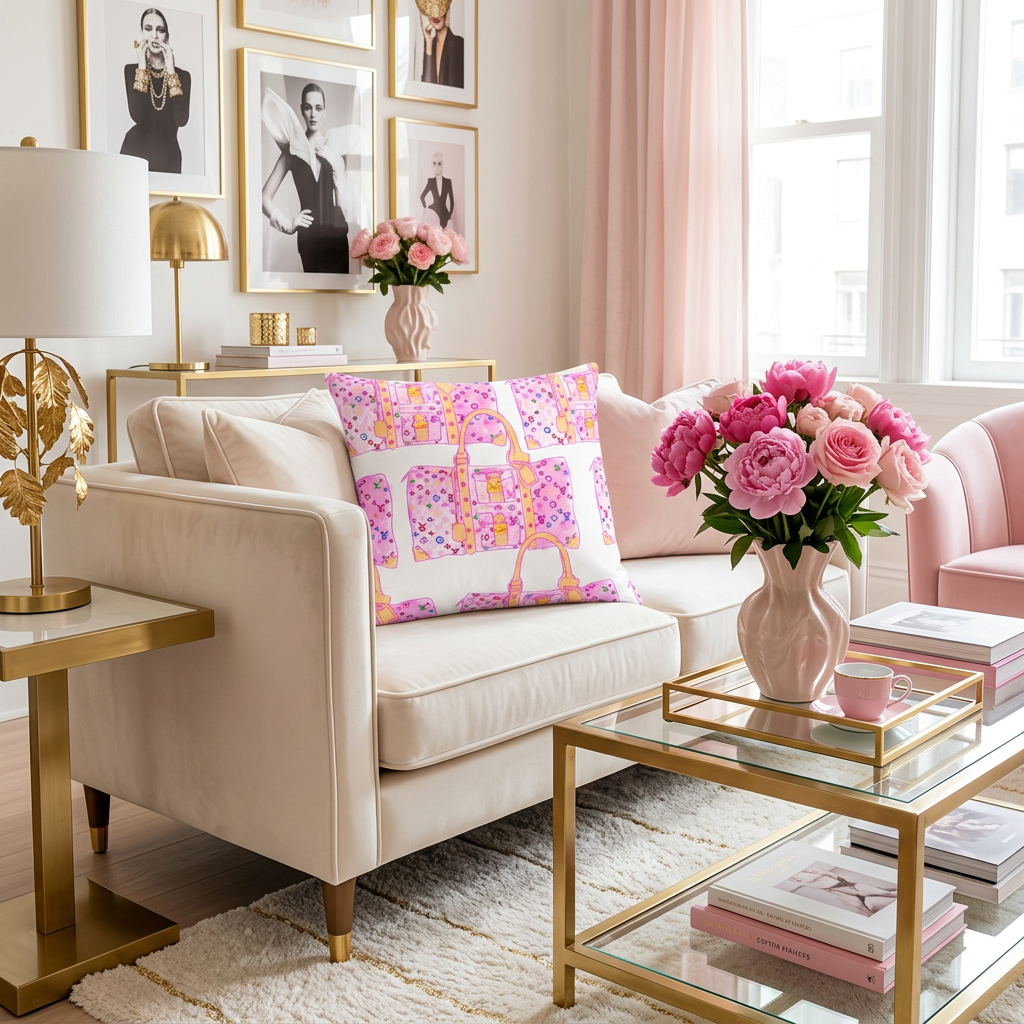 Luxury Pink Monogram Bags - Premium Pillow