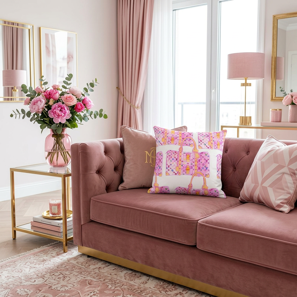 Luxury Pink Monogram Bags - Premium Pillow
