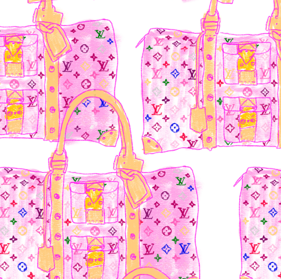 Luxury Pink Monogram Bags - Fine Art Print