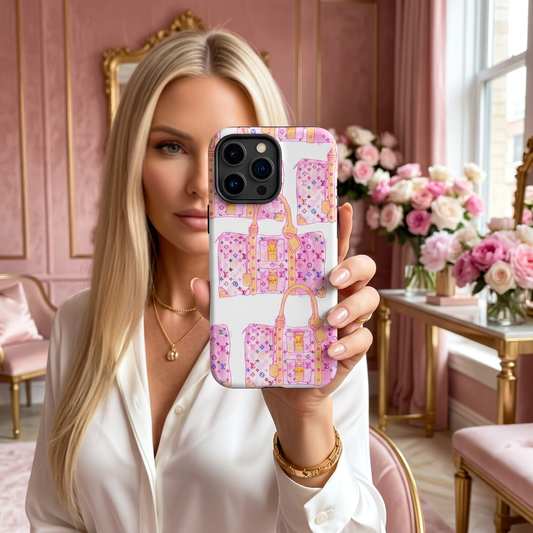 Luxury Pink Monogram Bags - iPhone® MagSafe® Tough Case