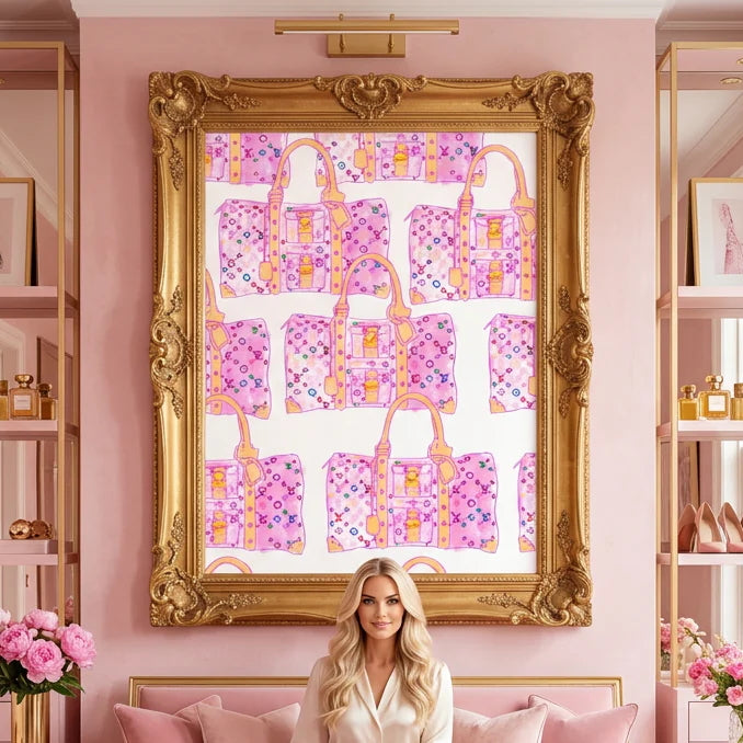 Luxury Pink Monogram Bags - Fine Art Print